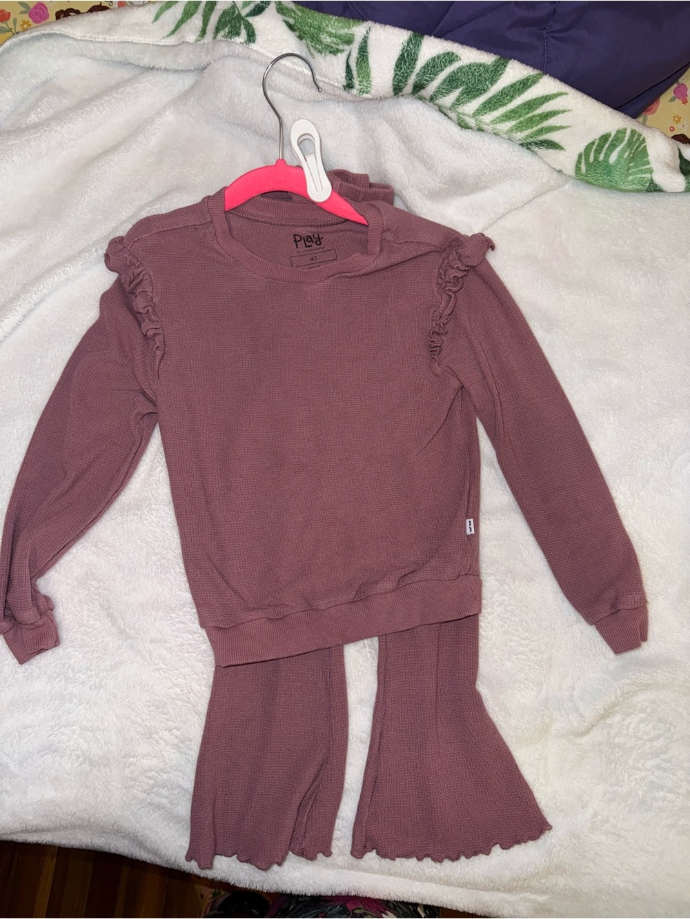 Little Sleepies Mauve Ribbed Thermal Top